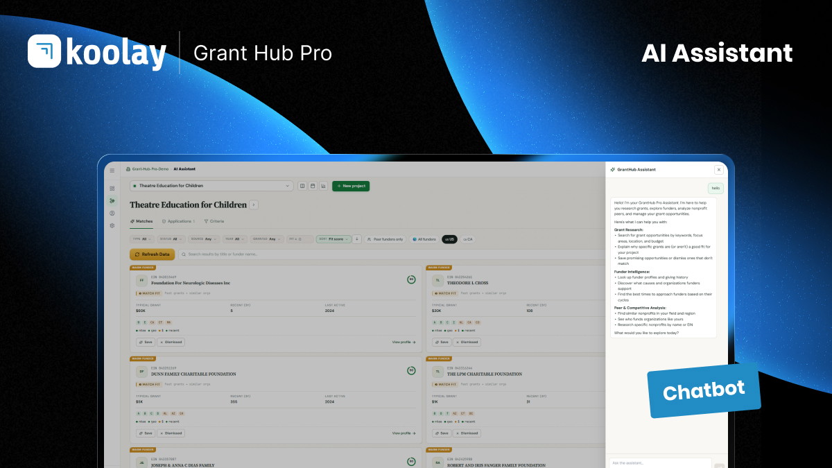 AI-powered search across 30,000+ active grant opportunities in GrantHub Pro